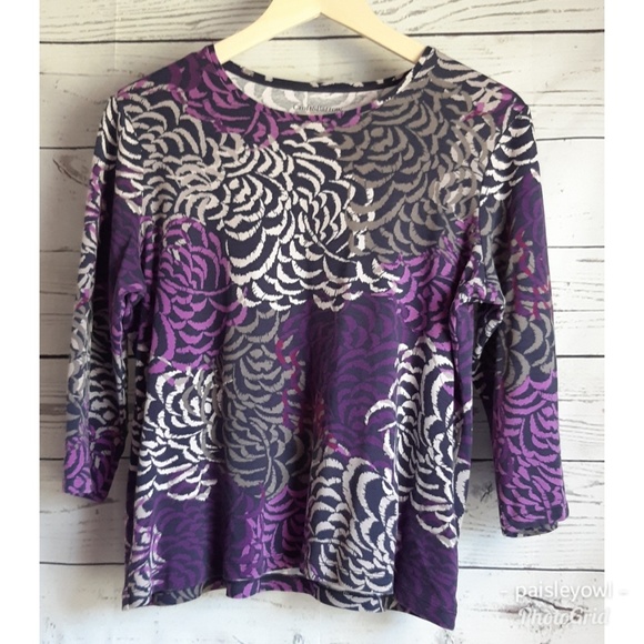 Croft & Barrow  Print Round Neck Top - Picture 1 of 8
